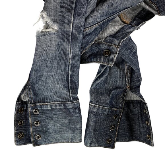 Vintage Y2K Gap Denim Jean Jacket Thrashed Distressed Grunge Size Small - Picture 9 of 16